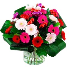 Valentine bouquet mix gerbera pink red lilac (Large (L))